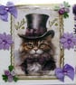 Gentleman Tabby Cat - Hand Crafted Decoupage Greeting Card - With Love (3306) - Image 2