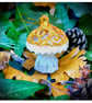 Handmade Gold Toadstool Christmas decorations set of 3 - Image 2