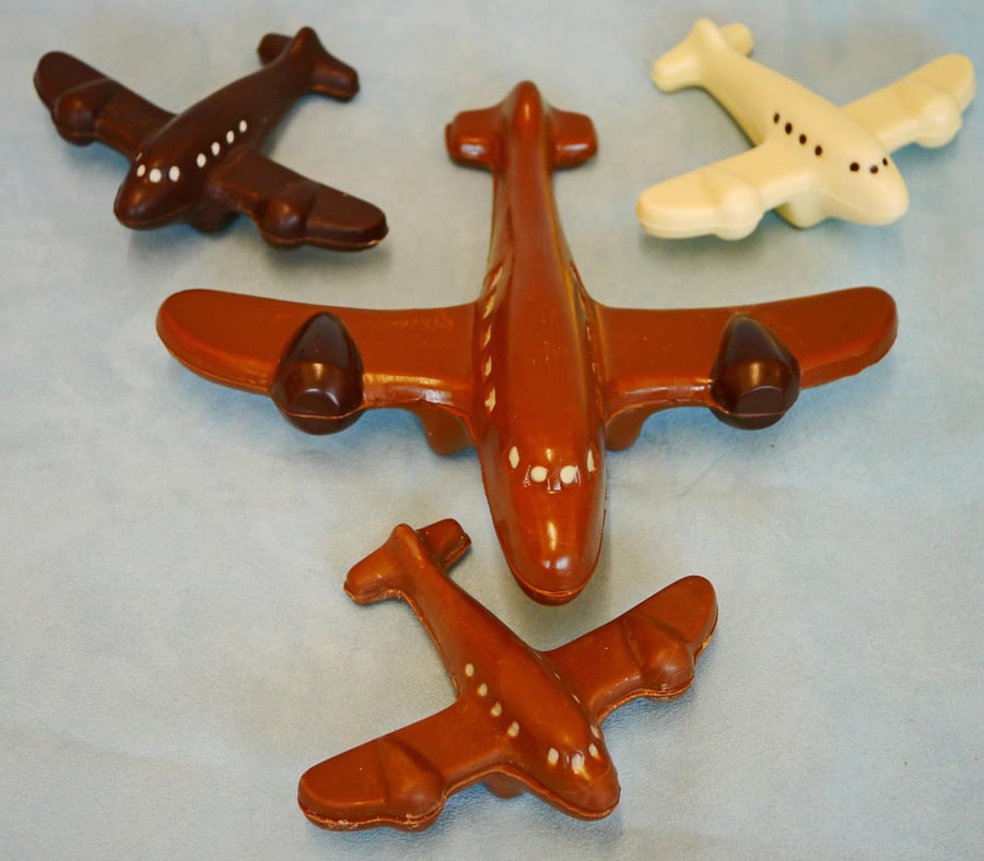 Hand-made Belgian Chocolate aeroplane,  2 sizes & 3 chocolate varieties