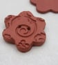 5 Mixed Terracotta Ceramic Flower Buttons - Image 2