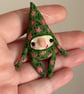 Floral Gnome Miniature Spun Cotton Art Doll - Image 3