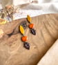 Autumn Harvest Gold Marquise & Gold Speckled LeafPolymer Clay Earrings - Image 7