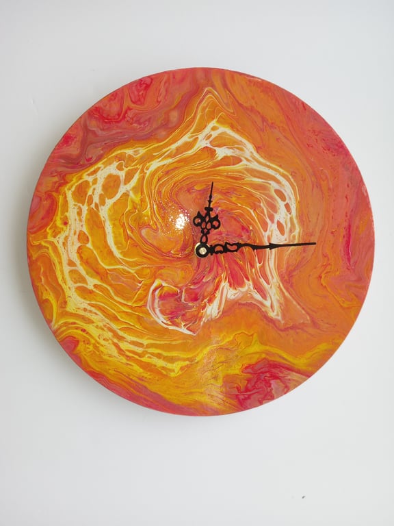 "Sunrise Spirit" Unique Hand-painted Handcrafted Clock Abstract Wall Art 