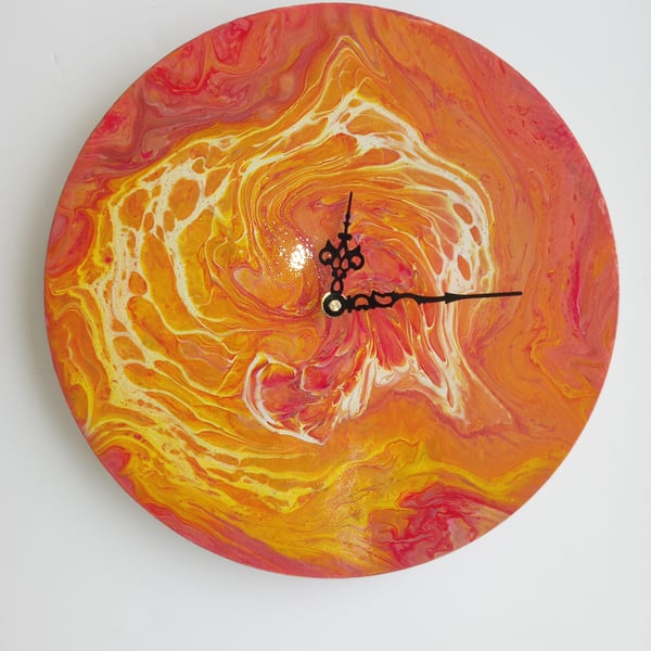 "Sunrise Spirit" Unique Hand-painted Handcrafted Clock Abstract Wall Art 