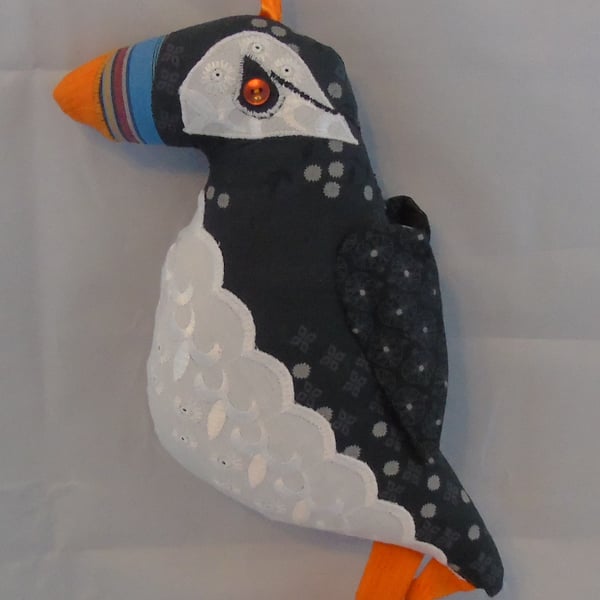 Upcycled Puffin Wall Hanging – with Personalised Tag Option