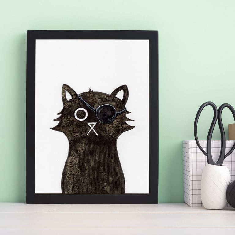 Fury Cat Wall Art Print, Superhero Print, Superhero Cat Print, Pirate Cat