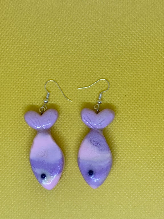 Novelty fish clay earrings