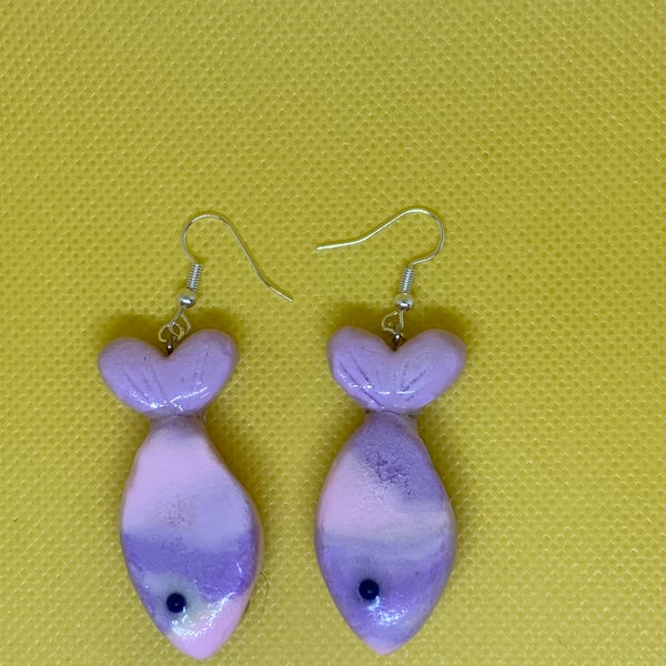 Novelty fish clay earrings