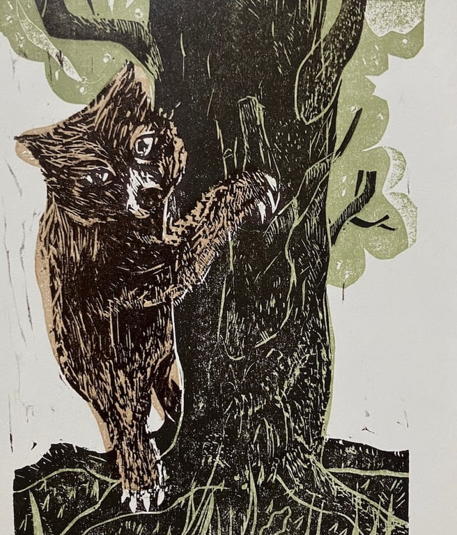 Little Bear  - mini woodcut