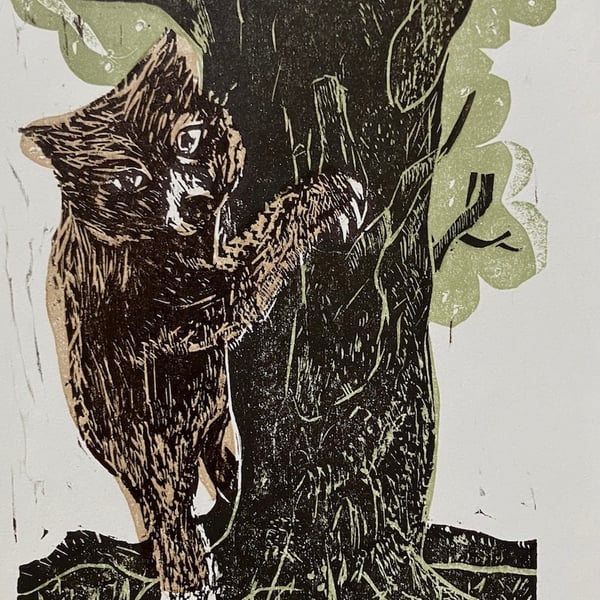 Little Bear  - mini woodcut