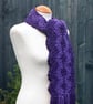 Crochet Stripey Scarf in Sparkly Purple and plain Purple - Image 6