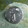 Reserved for M.  Moongazing Hare Silver Pewter Brooch with Moonstone