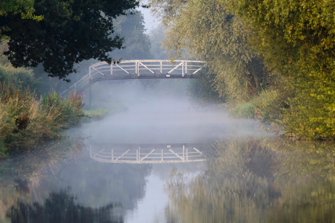 Canal bridge in the mist print