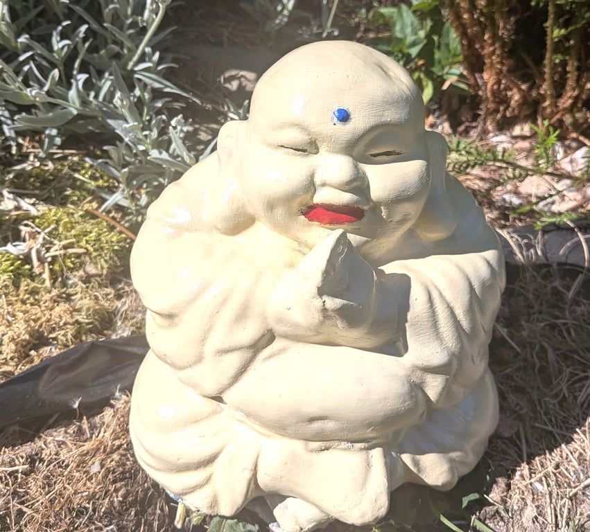 Ivory coloured, Concrete Buddha Garden Ornament