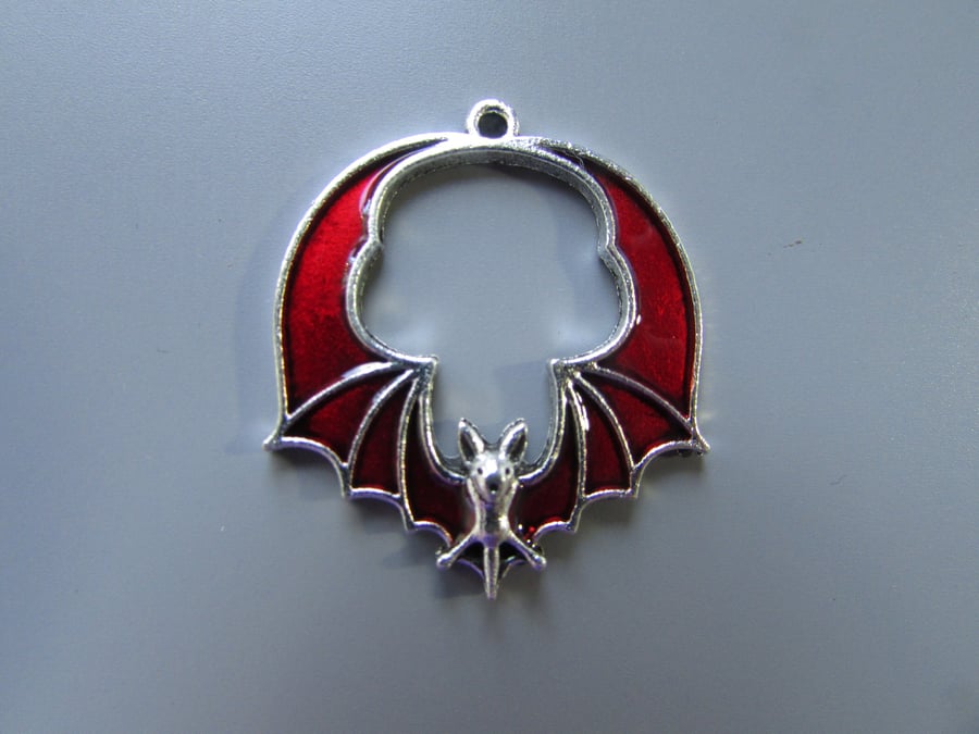 Silver and Red Bat Tibetan Jewellery Charm