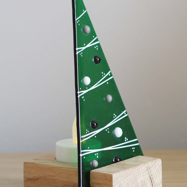 Christmas Tree glass tealight holder