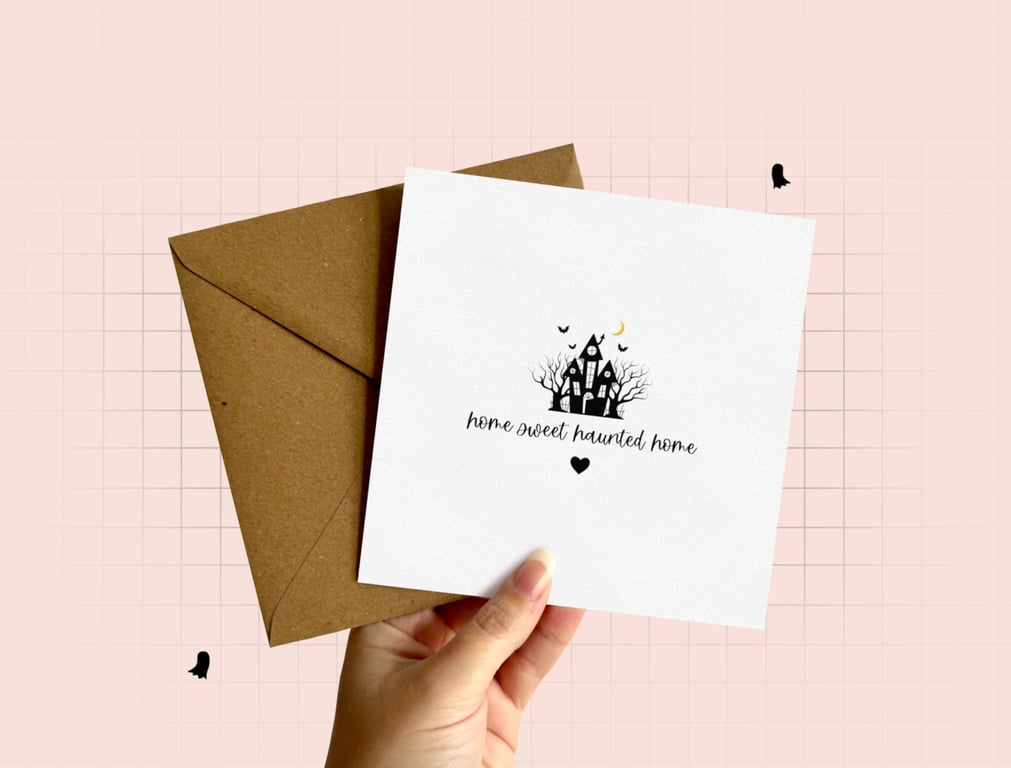 Haunted House New Home Card, Spooky New Home Card, Gothic House Warming Card.
