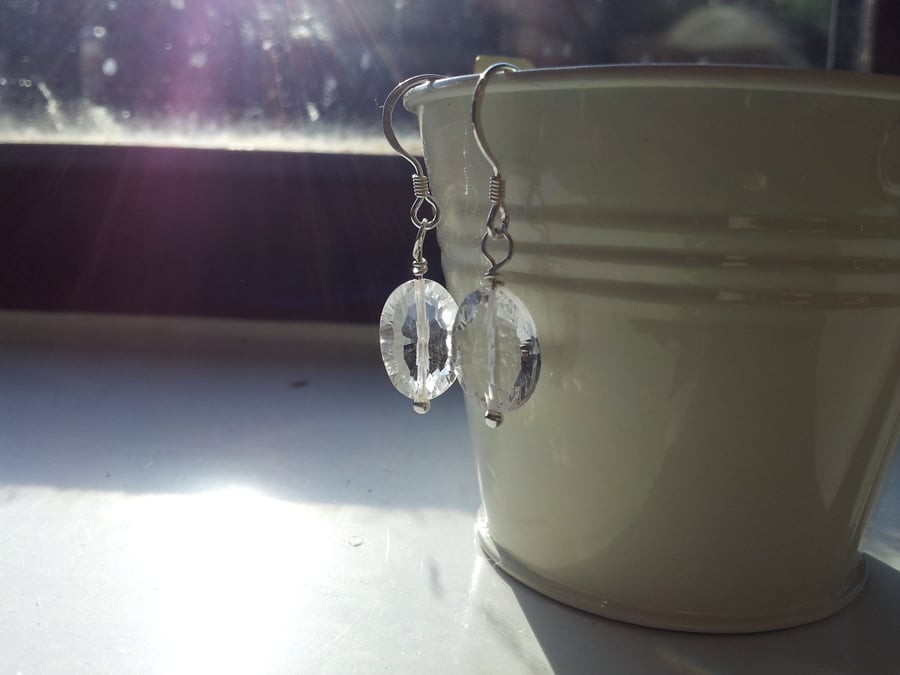 Sparkling Quartz and Sterling Silver Earrings