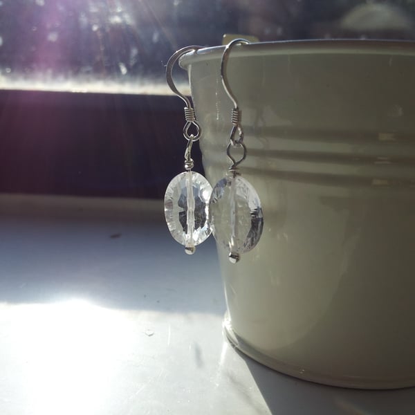 Sparkling Quartz and Sterling Silver Earrings