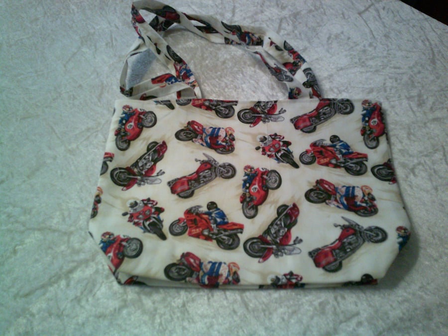 Fabric Bag with Motorbikes