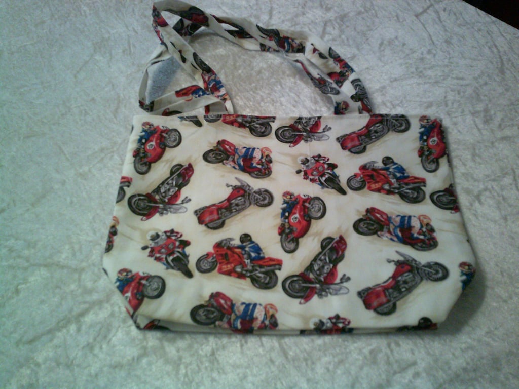 Fabric Bag with Motorbikes