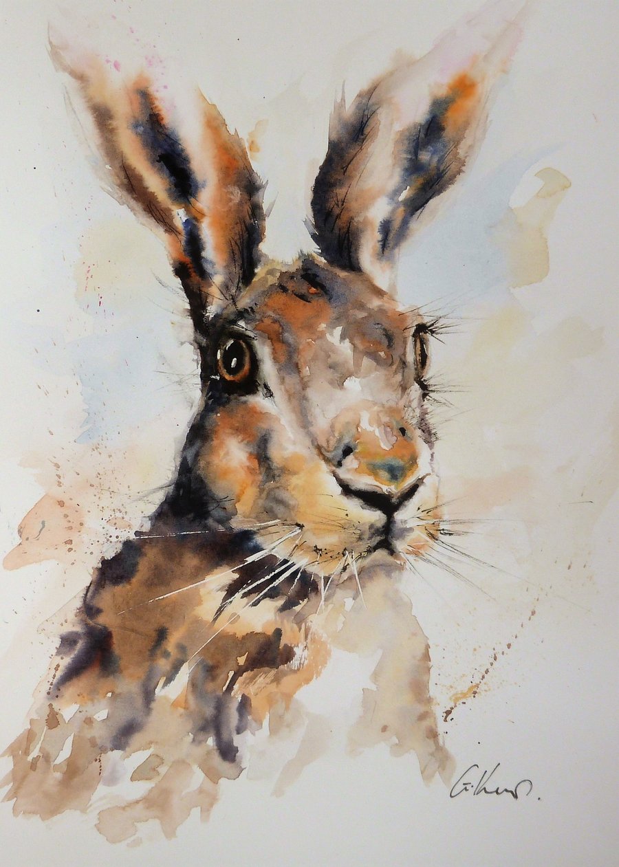 Hare, Original Watercolour Painting.