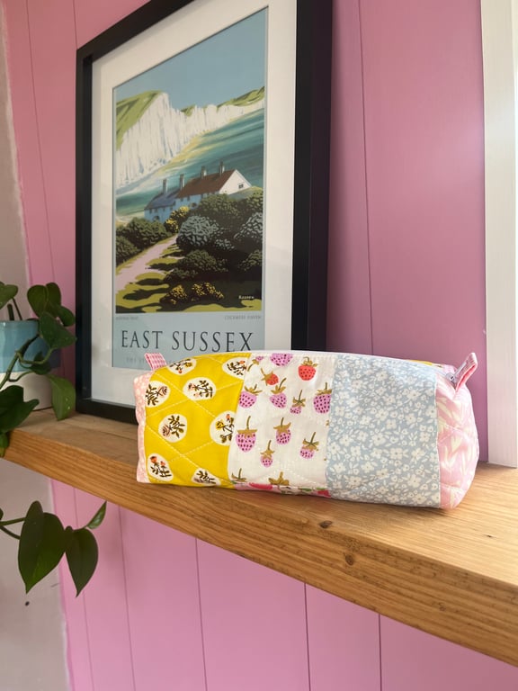 Handmade Patchwork quilted make up bag 