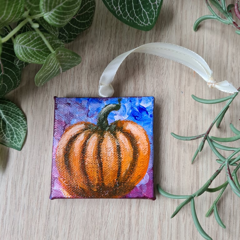 Halloween pumpkin mini art original hanging decoration home decor