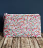Floral Multi Purpose Zipper Bag - Repurposed Fabric Storage Pouch