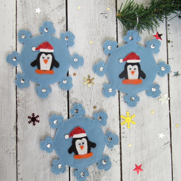 Snowflake Christmas decorations, penguin decorations 