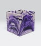 Purple Square Plant Pot - 10 cm Unique Violet Marbled Planter - Image 8