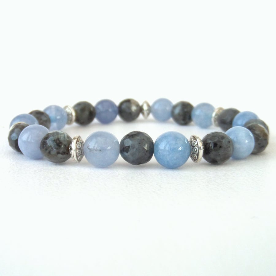Blue aventurine & black labradorite stretchy bracelet