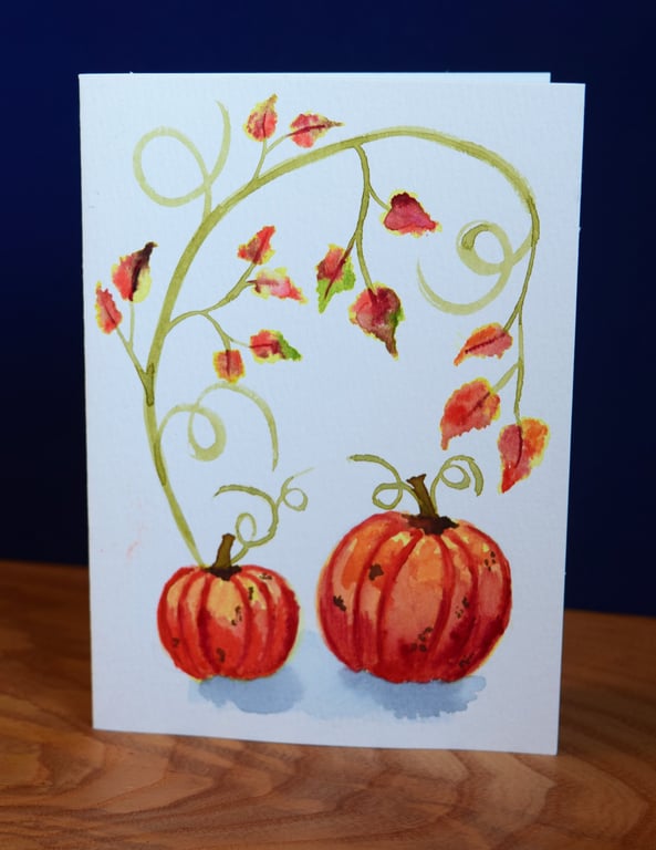 Autumn Pumpkins, watercolour greeting card with envelope