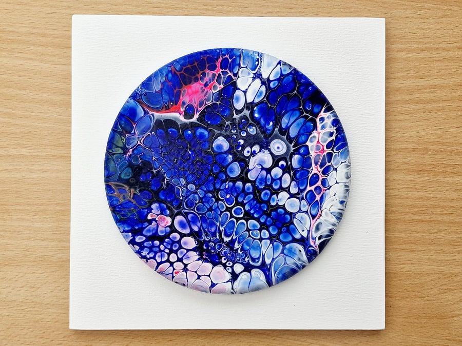18.5cm x 18.5cm acrylic pour painting wall plaque