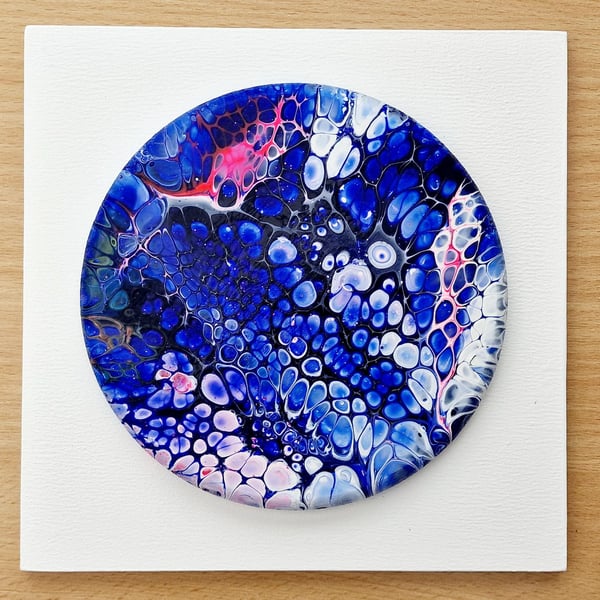 18.5cm x 18.5cm acrylic pour painting wall plaque