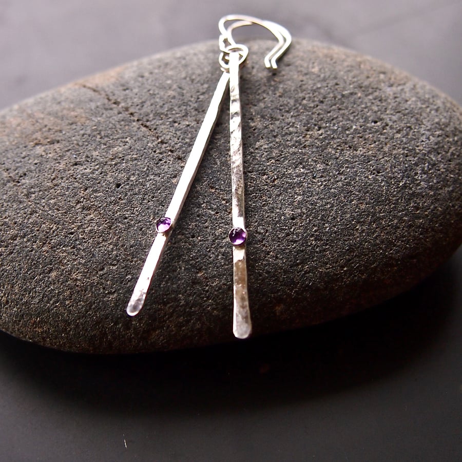 Sticks and Stones Earrings with Amethyst