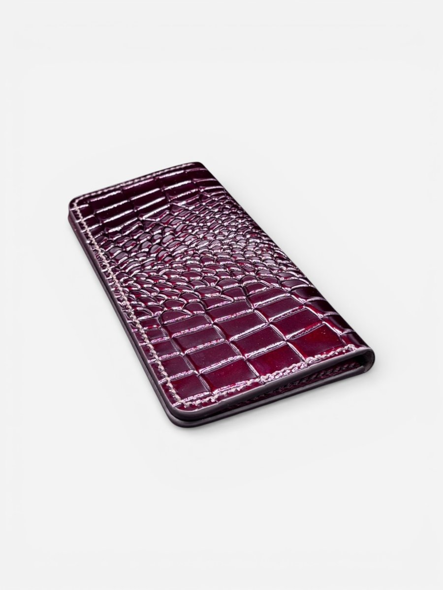 Handmade Patent Croc Long Leather Wallet
