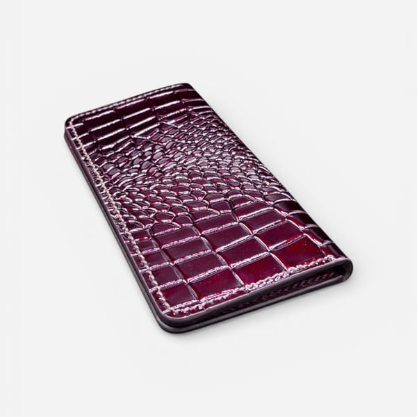 Handmade Patent Croc Long Leather Wallet