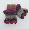 Dragon Scale Cuff Fingerless Mitts  Plum Blackcurrant Sage and Olive