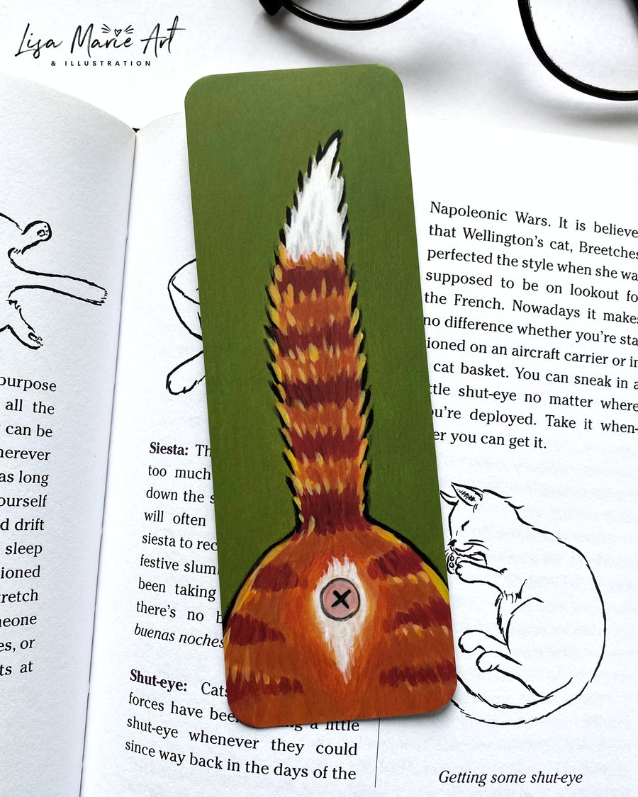 Ginger Cat Bum Bookmark – Cat Illustration Bookmark for Cat Lovers