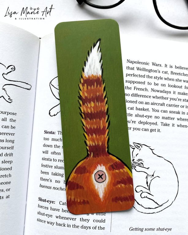Ginger Cat Bum Bookmark – Cat Illustration Bookmark for Cat Lovers