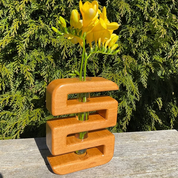 Handcrafted Beech Wood Sculptural Vase