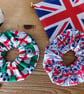 Pack of 2 England Football & Union Jack Hearts Hair Scrunchies 