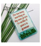 Handmade Fused Glass Busy Working On Own Grass Hanging Picture Sign - Image 1