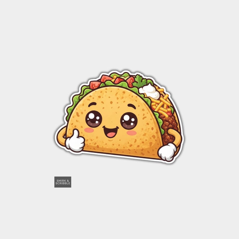 Funny Vinyl Die Cut Sticker For Adults - Cute Taco