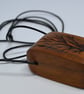 Chunky Walnut Wooden Pendant With a Tree Design - Image 2
