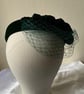 Eimile - Deep Emerald Green Velvet  Fascinator with Birdcage Veiling - Image 1