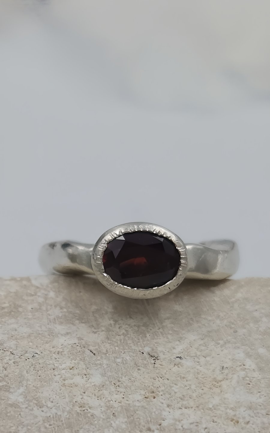 Handcrafted Oval Garnet Sterling Silver 