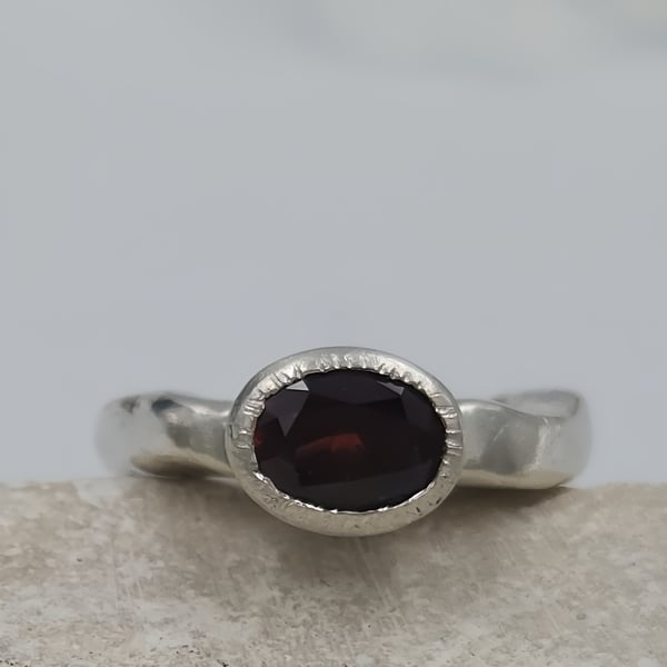 Handcrafted Oval Garnet Sterling Silver 