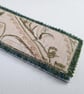Textile bookmark - aqua green embroidered curtain, wool and velvet fabrics - Image 5